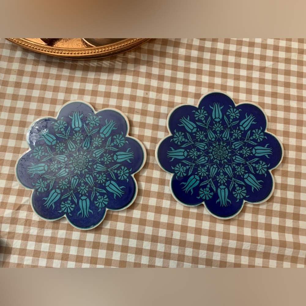 Blue Floral Pattern Coasters